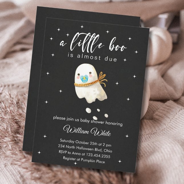 Invitation Baby Ghost Baby shower Little Boo (Baby Ghost Baby Shower Little Boo Invitation)