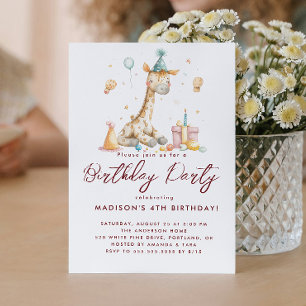Invitation Baby Giraffe et Ballons Anniversaire de enfant Par