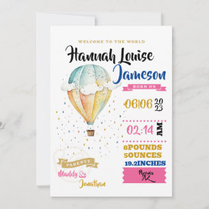 Invitation Baby Girl Bienvenue dans le monde