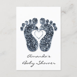 Invitation Baby Girl BLUE Douche Feet Blanc GARÇON