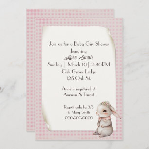 Invitation Baby Girl Boho Bunny Baby shower