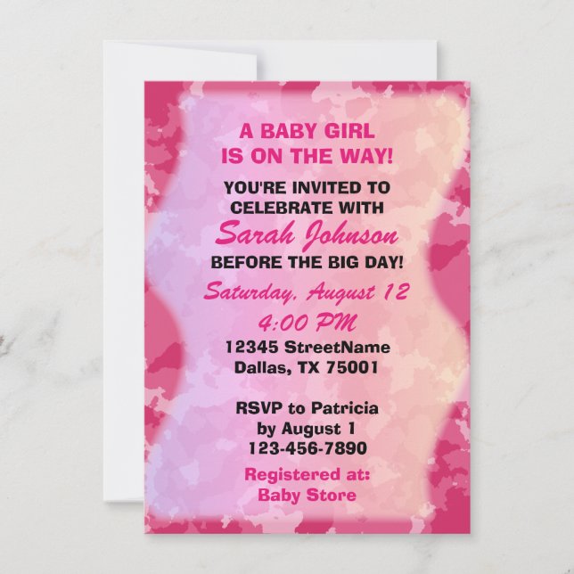 Invitation Baby Girl - Camo rose Baby shower à thème Invitati (Devant)