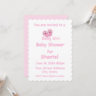 Invitation Baby Girl Chaussures Roses Baby Shower