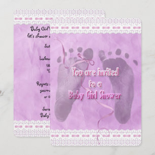 Invitation Baby Girl Douche Empreintes