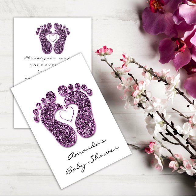 Invitation Baby Girl Douche Pieds Blanc Minimalisme Violet (Burgundy Marsala Wedding Rose Gold Roses Floral Invitation)