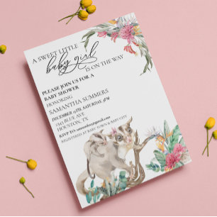 Invitation Baby Girl Douche Sougar Glider Australie Wild One