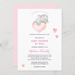 Invitation Baby Girl Elephant Baby shower Par Mail