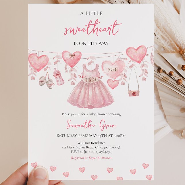 Invitation Baby Girl Fête de Naissance Saint Valentin (Créateur téléchargé)
