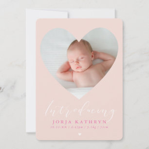 Invitation BABY GIRL introduire photo cadre coeur rose vif