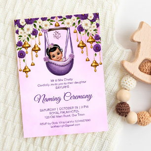 Invitation Baby Girl Naming Namkaran Cradle Ceremony violet