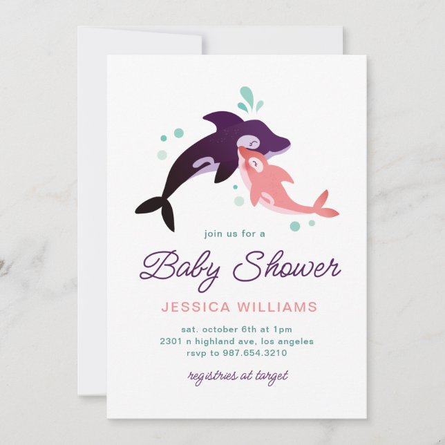 Invitation Baby Girl Orca (Devant)
