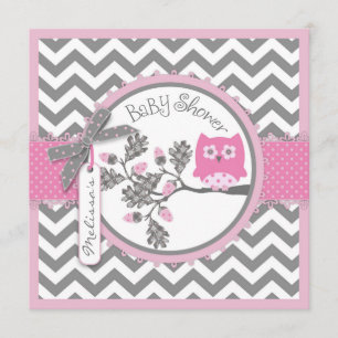 Invitation Baby Girl Owl Chevron Baby shower d'impression