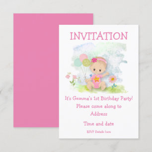 Invitation Baby Girl Pink Premier anniversaire