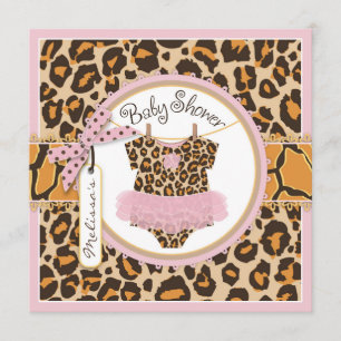 Invitation Baby Girl Pink Tutu Cheetah Baby shower d'impressi