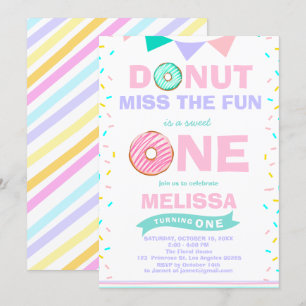 Invitation Baby Girl Sprinkings Anniversaire Donut Miss The F