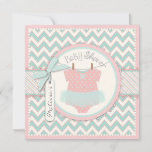 Invitation Baby Girl Tutu Chevron Baby shower d'impression