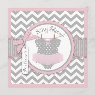 Invitation Baby Girl Tutu Chevron Baby shower d'impression