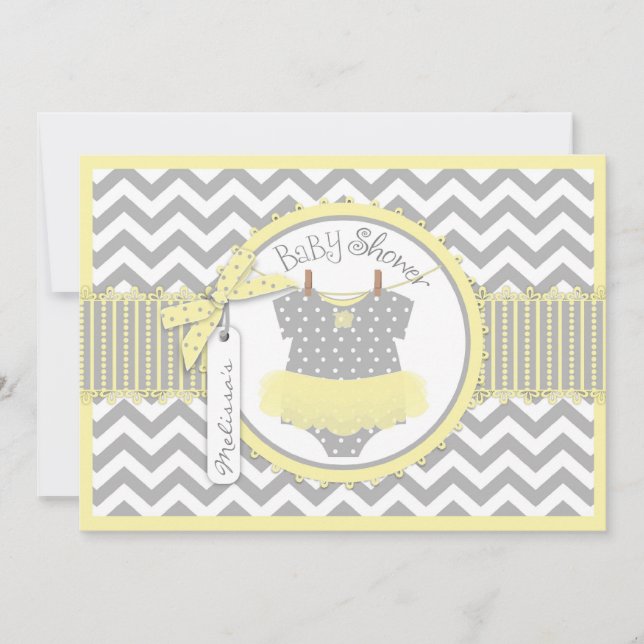 Invitation Baby Girl Tutu Chevron Baby shower d'impression (Devant)