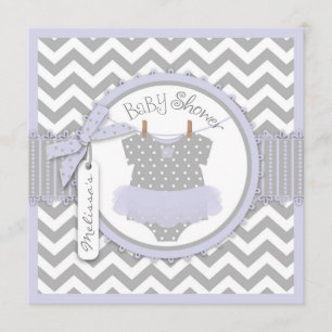 Invitation Baby Girl Tutu Chevron Baby shower d'impression
