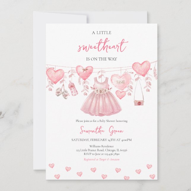 Invitation Baby Girl Valentine Baby shower (Devant)