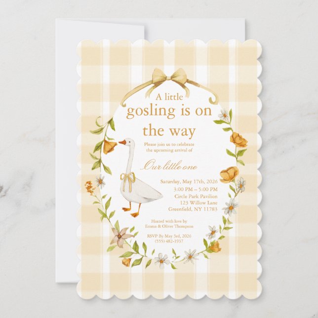 Invitation baby gosling yellow- neutral gender (Devant)