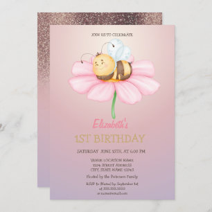 Invitation Baby Honey Bee Parties scintillant Anniversaire