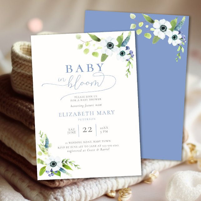 Invitation Baby in Bloom Anemones Floral Boy Baby shower (Créateur téléchargé)
