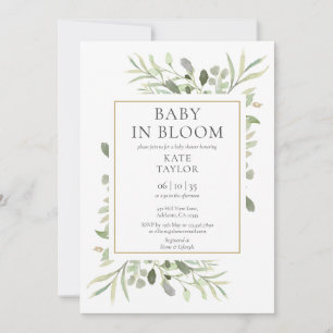 Invitation Baby In Bloom Aquarelle Baby shower vert