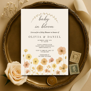 Invitation Baby In Bloom Baby Shower Bohème pour Couple