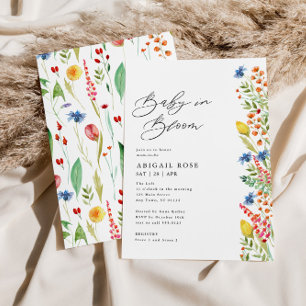 Invitation Baby in Bloom Baby shower frontière Fleur sauvage
