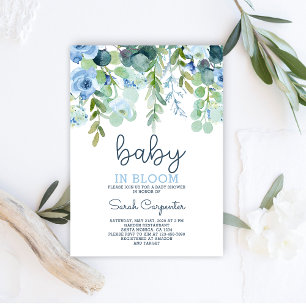 Invitation Baby in Bloom baby shower garçon