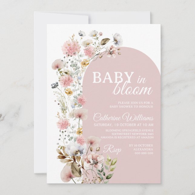 Invitation Baby In Bloom Bébé Fait Son Entrée (Devant)