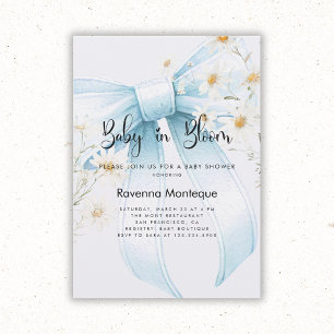 Invitation Baby in Bloom Bleu Tendre Arc Floral Baby Shower 