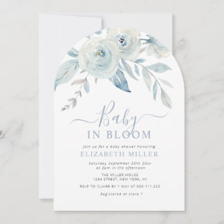 Invitation Baby in bloom blue floral baby shower