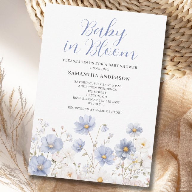 Invitation Baby In Bloom Blue Wildflower Boy Baby Shower (Créateur téléchargé)