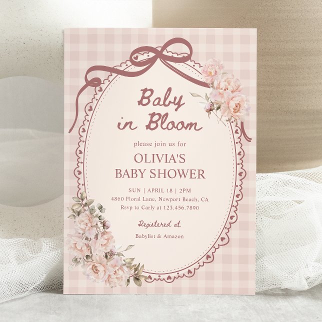 Invitation Baby in Bloom Blush Pink Floral Girl Baby Shower (Créateur téléchargé)