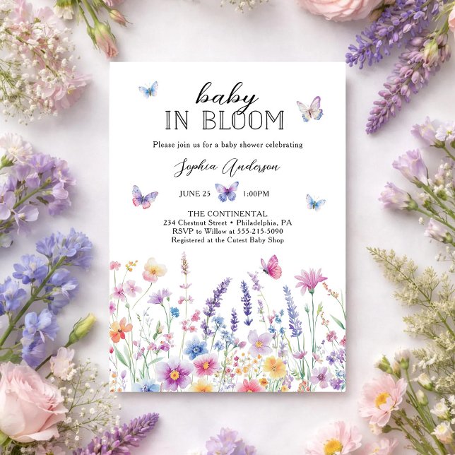 Invitation Baby In Bloom Butterfly Garden Baby Shower (Créateur téléchargé)