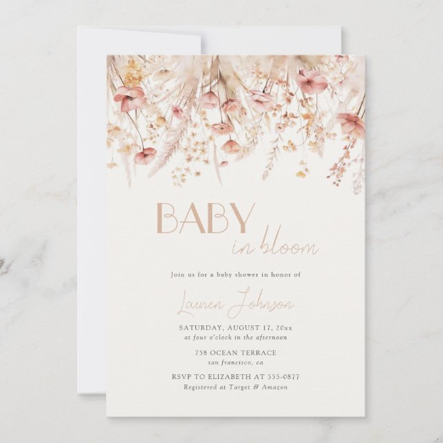 Invitation Baby in Bloom Coquelicots d'Automne Baby Shower (Devant)