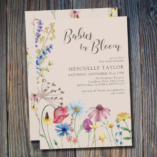 Invitation Baby in Bloom Country Baby shower Fleur sauvage