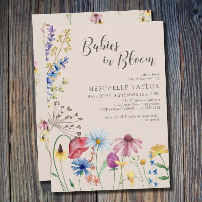 Invitation Baby in Bloom Country Baby shower Fleur sauvage (Créateur téléchargé)