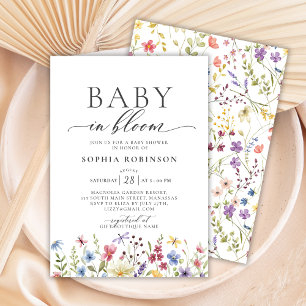 Invitation Baby in Bloom Elégant Baby shower Fleur sauvage
