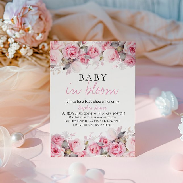 Invitation Baby in Bloom - Elégant Baby shower Floral (Créateur téléchargé)