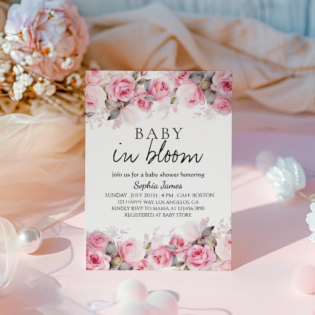 Invitation Baby in Bloom - Elégant Baby shower Floral (Créateur téléchargé)