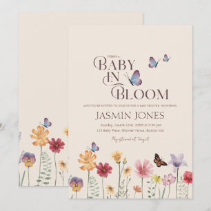 Invitation Baby In Bloom Fête de Naissance Fleur Sauvage Papi