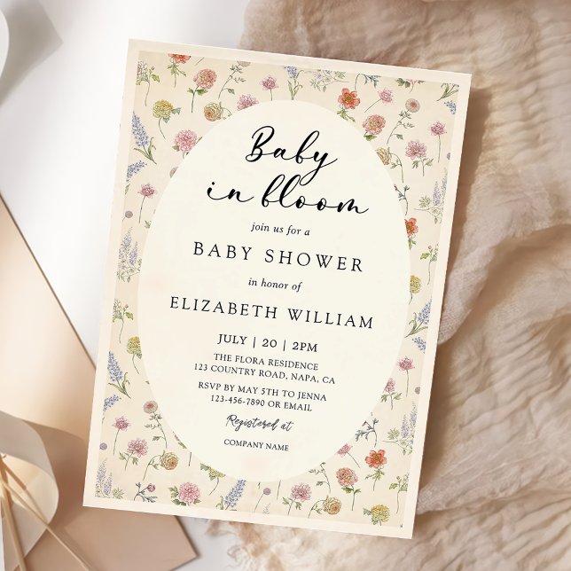 Invitation Baby In Bloom Fête de Naissance Florale (Créateur téléchargé)
