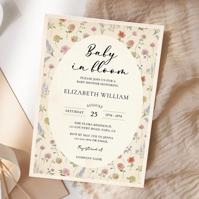 Invitation Baby In Bloom Fête de Naissance Florale (Créateur téléchargé)