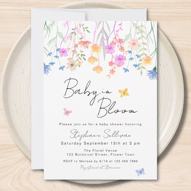 Invitation Baby In Bloom Fête de Naissance Florale (Créateur téléchargé)