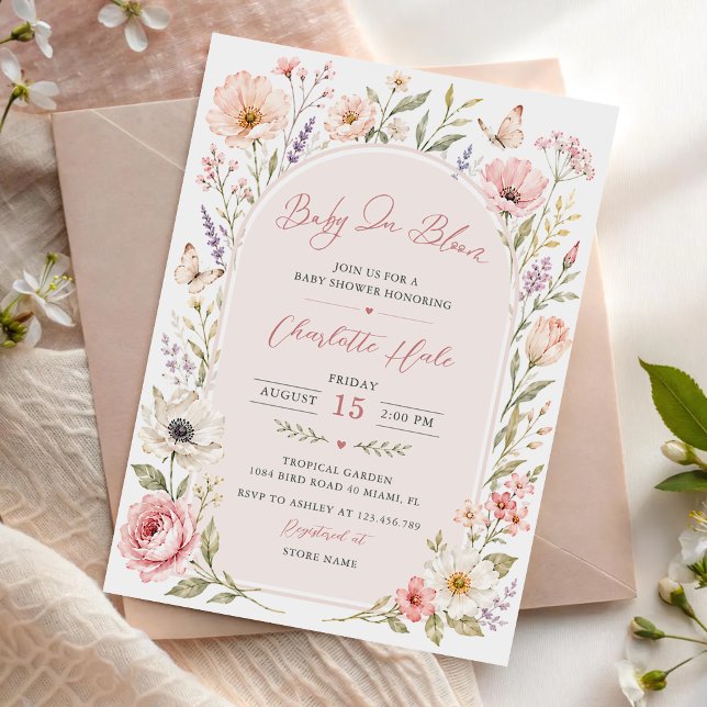 Invitation Baby In Bloom Fête Florale de Naissance (Créateur téléchargé)