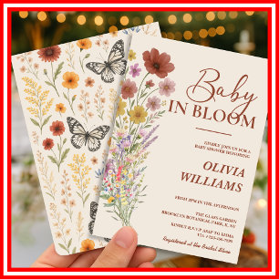 Invitation Baby in Bloom Fleur sauvage Baby shower Boho