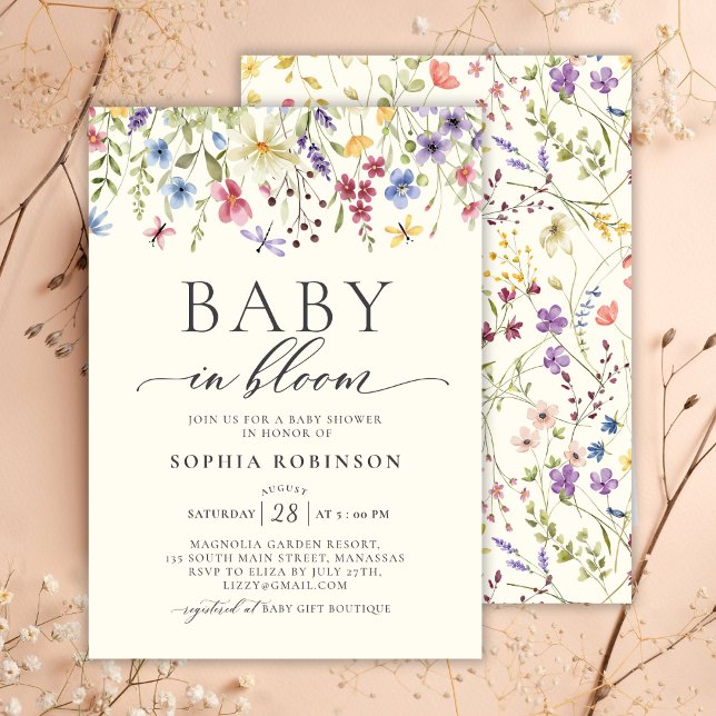 Invitation Baby in Bloom Fleur sauvage Baby shower Boho (Créateur téléchargé)
